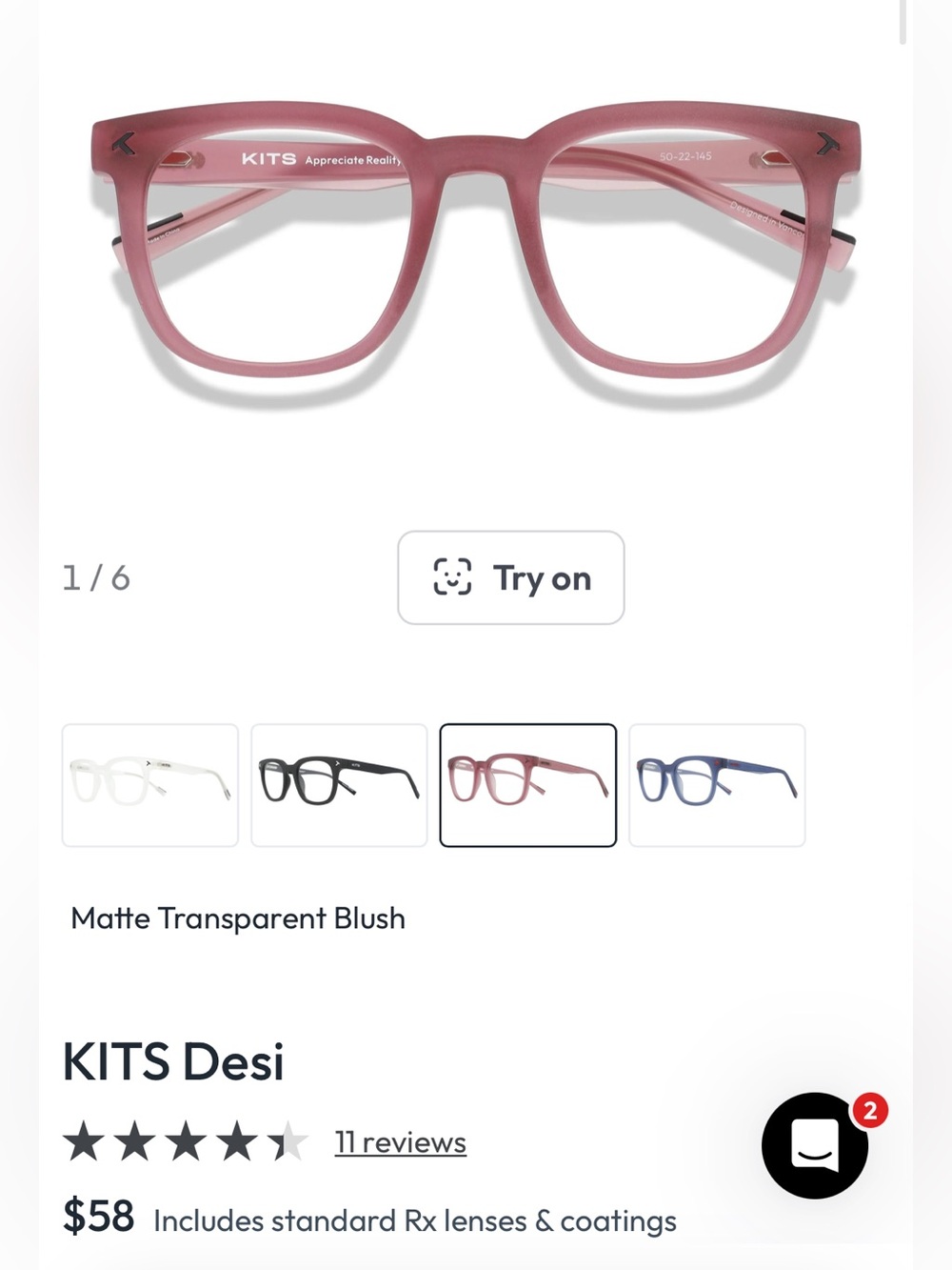 Kits Desi Transparent Blush Glasses